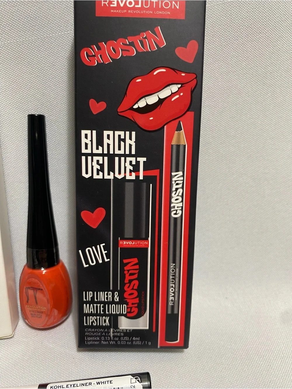 Halloween Goth Makeup Bundle Revolution Ghostin Red Liner Nails 7 Pc Set